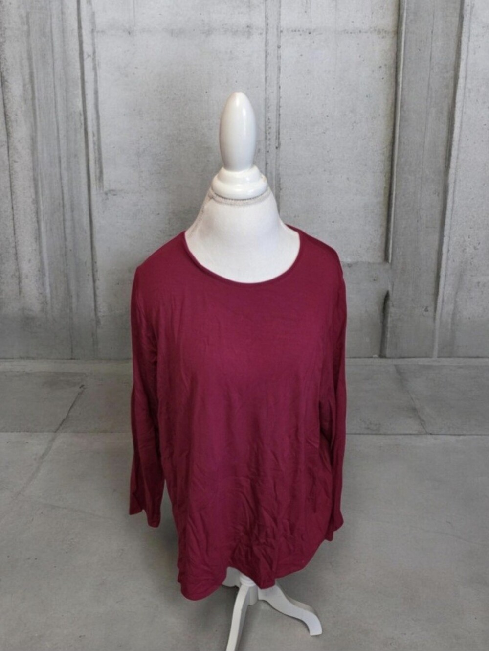 🍒 Women's Long Sleeve Crewneck Top - Raspberry Sz 1x